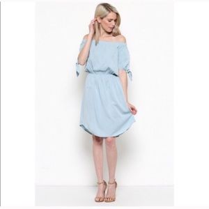 Off the Shoulder Midi Dress Light Blue